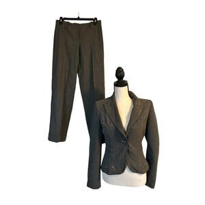 GUC Bebe Women's Gray Two Piece Pantsuit with Decorative Side Stitching Sz 4/6